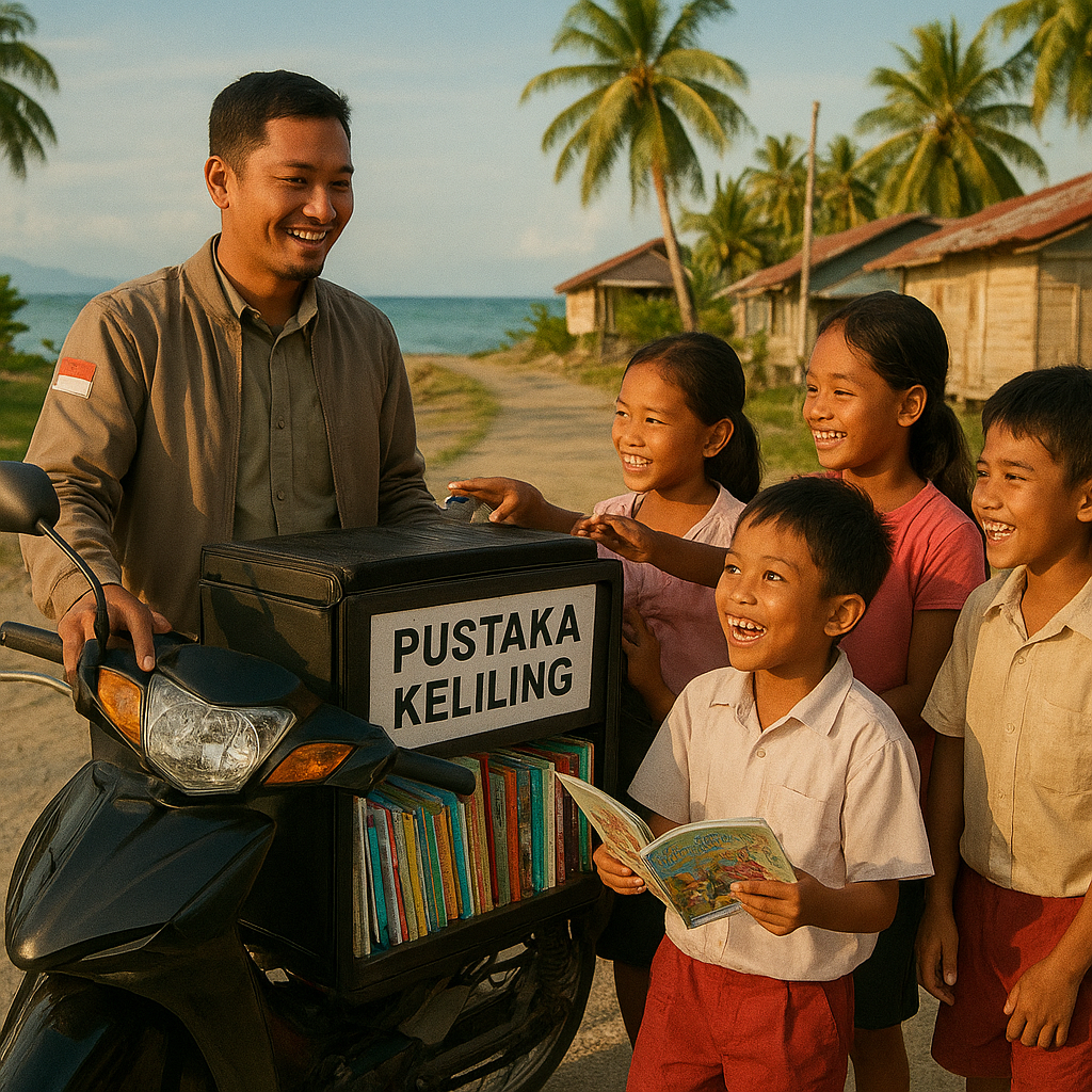 Detak Jantung Perbatasan: Pustaka Keliling dengan Motor Ransel di Pulau Miangas