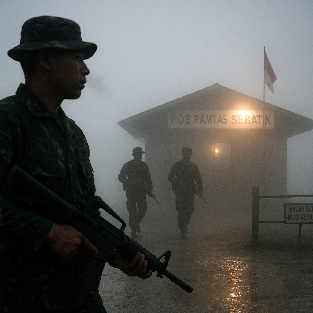 Kabut Tebal Selalu Menutupi Pos Pamtas Sebatik, Prajurit TNI Selalu Waspada