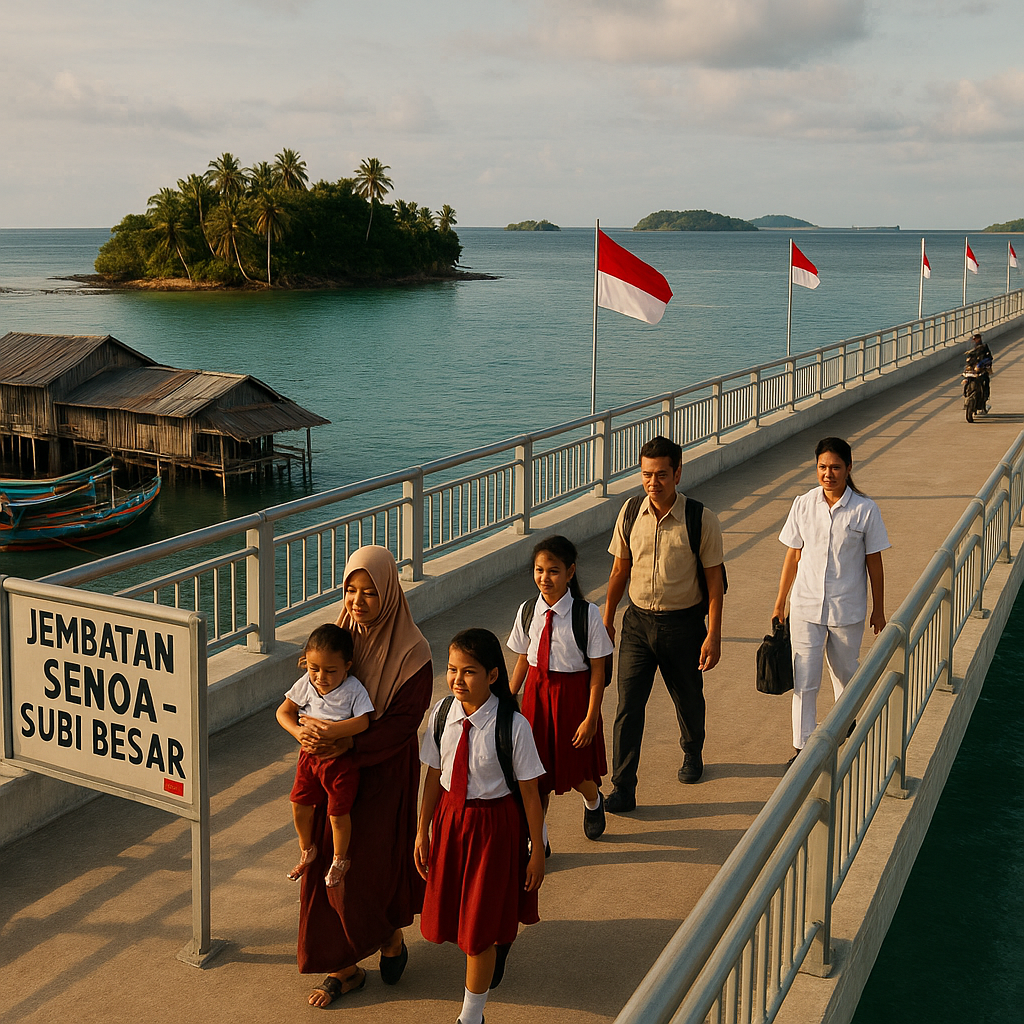 Jembatan Penghubung Pulau-pulau Kecil di Perbatasan Natuna Akhirnya Terpasang