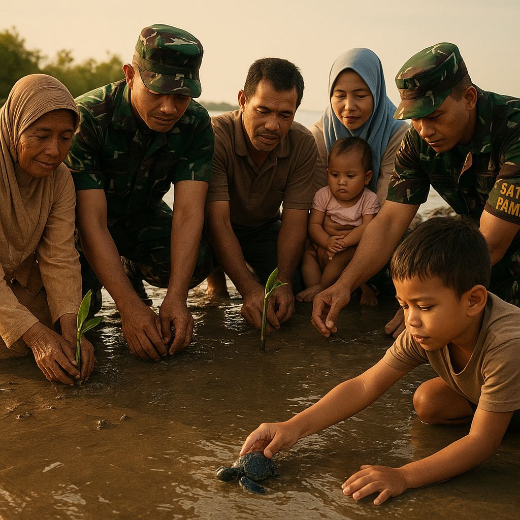Dari Ujung Negeri, Satgas Pamtas dan Masyarakat Temajuk Bergerak Menjaga Warisan Alam Indonesia
