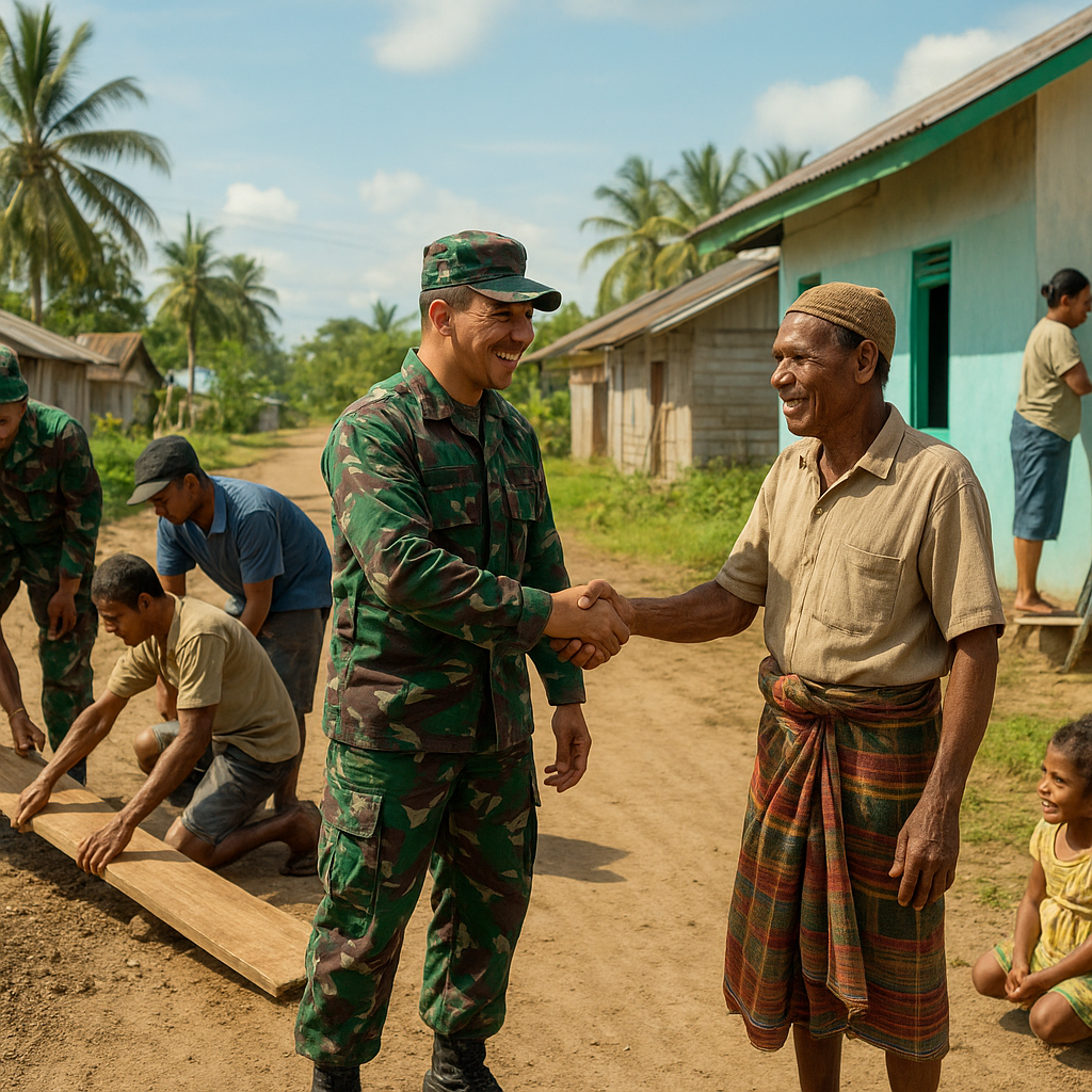 Karya Bakti TNI di Merauke, Satgas Yonif 143/TWEJ Perkuat Kebersamaan dengan Masyarakat
