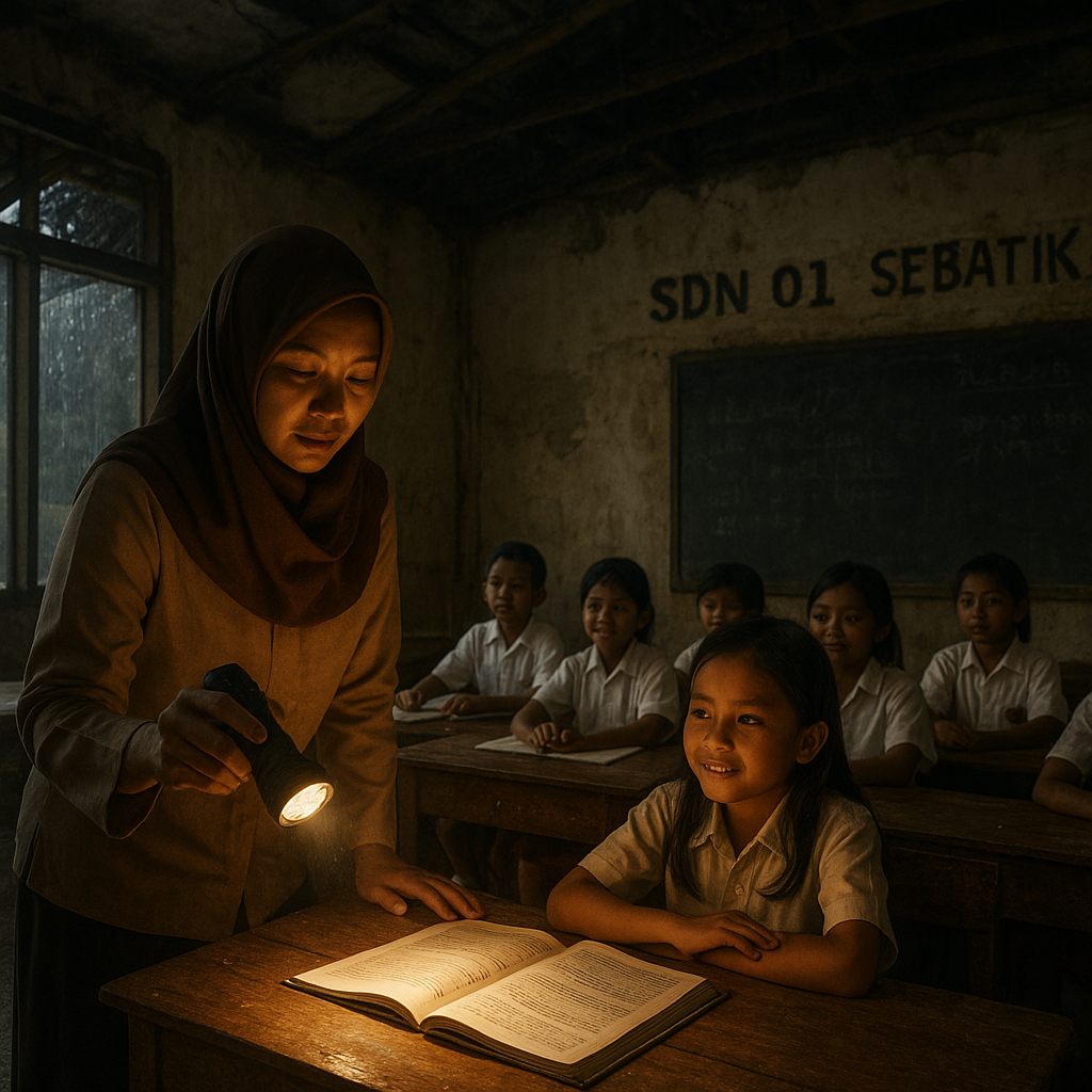 Suara Guru SDN Sebatik: Mengajar dengan Lampu Senter dan Semangat Tanpa Batas