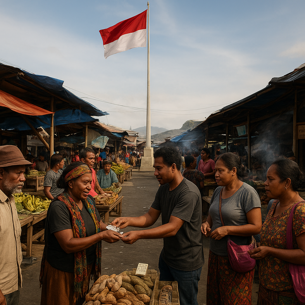 Pasar Lintas Batas Skouw: Riuh Tawar Menawar di Bawah Tiang Bendera Merah Putih