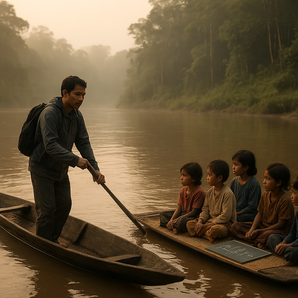 Sekolah di Atas Perahu, Guru Relawan Mengarungi Sungai untuk Anak-Anak Suku Anak Dalam